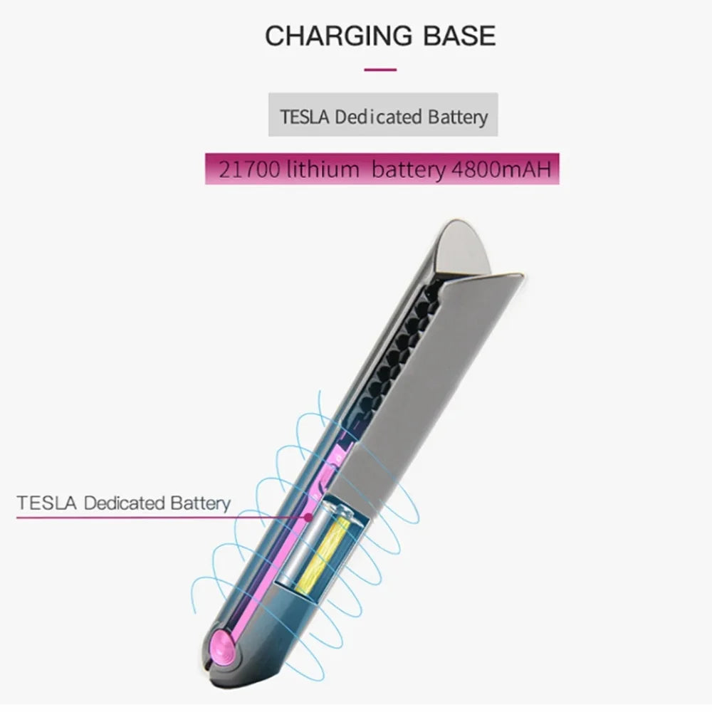 Portable Hair Straightener with Charging Base Wireless Straightening Iron Floading Plate and Comb PTC Hair Straightening Device - Stereotech