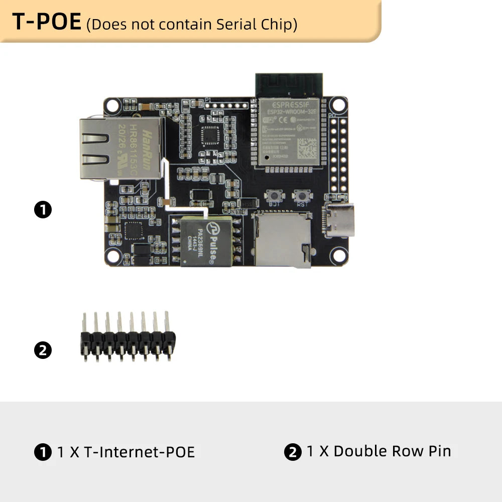 LILYGO® TTGO T-Internet-POE ESP32-WROOM LAN8720A Chip Ethernet Adapter And Downloader Expansion Board Programmable Hardware