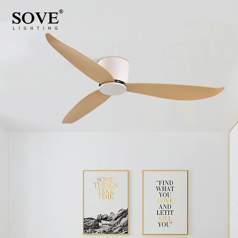 Modern Led Ceiling Fan Without Lights DC Motor 6 Speeds Timing Fans 17CM Low Floor Loft Remote Control Decorative Fan With Light - Stereotech