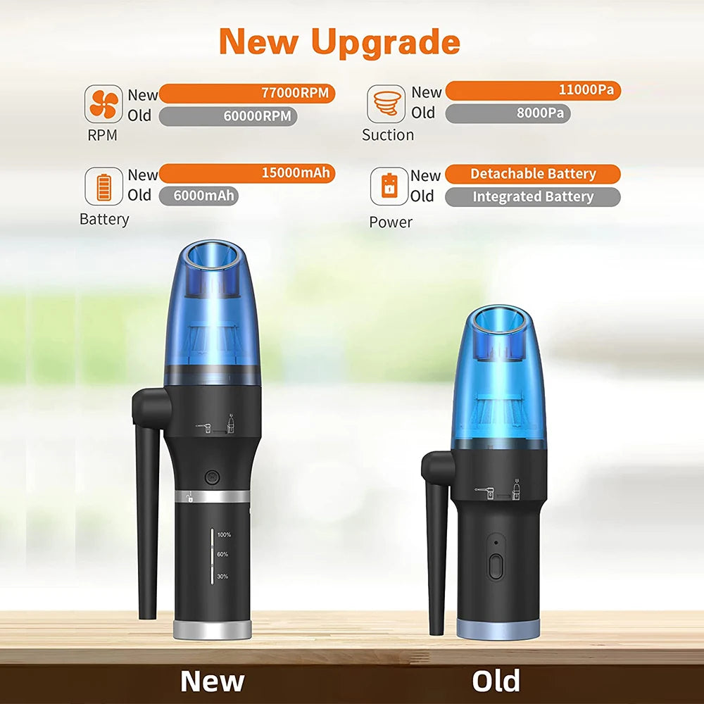 Upgraded Cordless Electric Compressed Air Duster-Blower &amp; Vacuum 2-in-1, Replaces Canned Air Spray Cleaner for Computer Keyboard