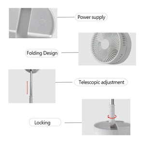 Portable Electric Fan Folding Telescopic Floor Standing USB Rechargeable Mini Brushless Fan for Home Office Air Conditioner - Stereotech