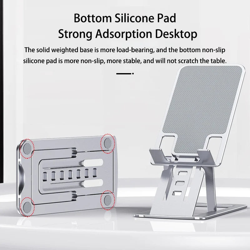New Metal Folding Lift Mobile Phone Bracket Tablet Desktop Bracket  for iPhone iPad Samsung Xiaomi Huawei Series  Phone Stand - Stereotech