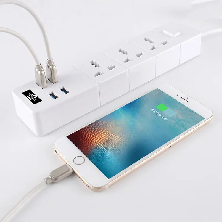 Power Strip Socket Universal Multi Plug 1 2 3 Outlest 110~250V 4 USB 5V 2.1A  2500W Black White Extension Cord Electric Sockets