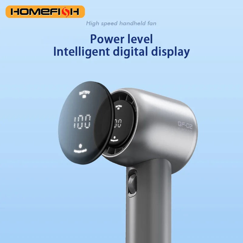 HOMEFISH GF02 199 Gears High Speed Handheld Fan Portable Cooler Fans USB Rechargeable 3500mAh Electric Fan Mini Air Conditioner - Stereotech