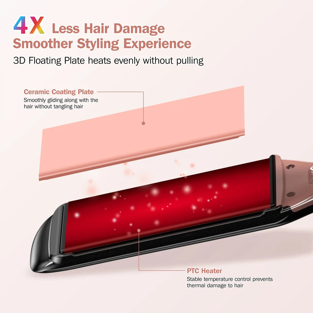 Professional Hair Straightener Keratin Treatment Wide Plate 500°F Hair Flat Irons For Frizzy Hair Recovers Damage 110-240V