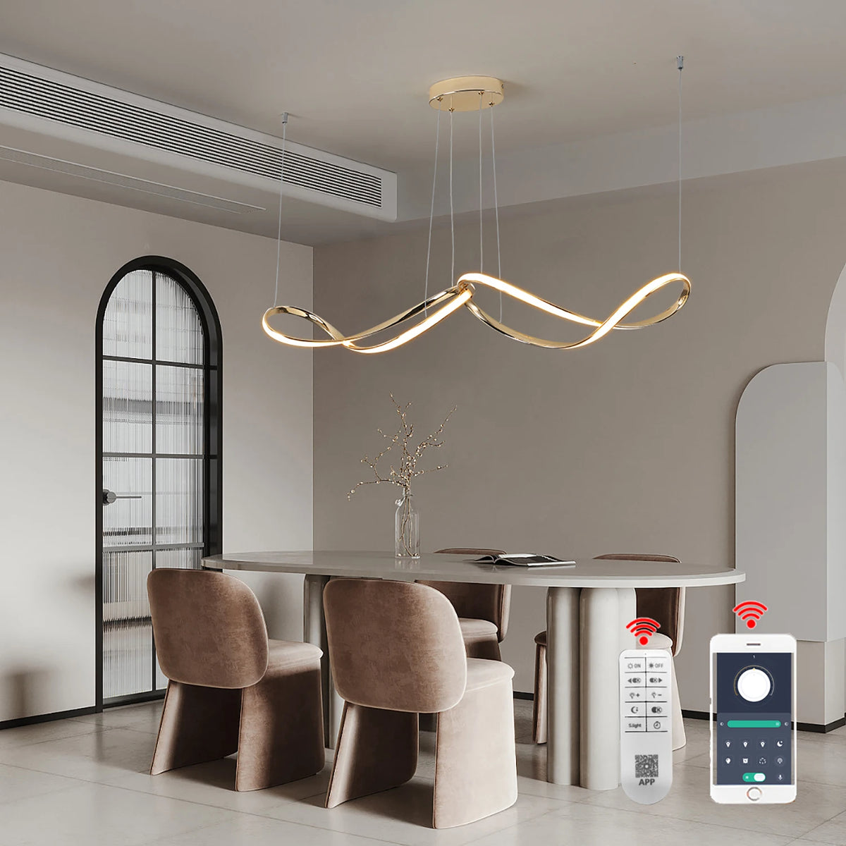 Modern Led Pendant Light, Led Chandelier For Dining Room Kitchen Lighting Gold/Chome/Bklack Living Bedroom Pendant Lamp W/Remote