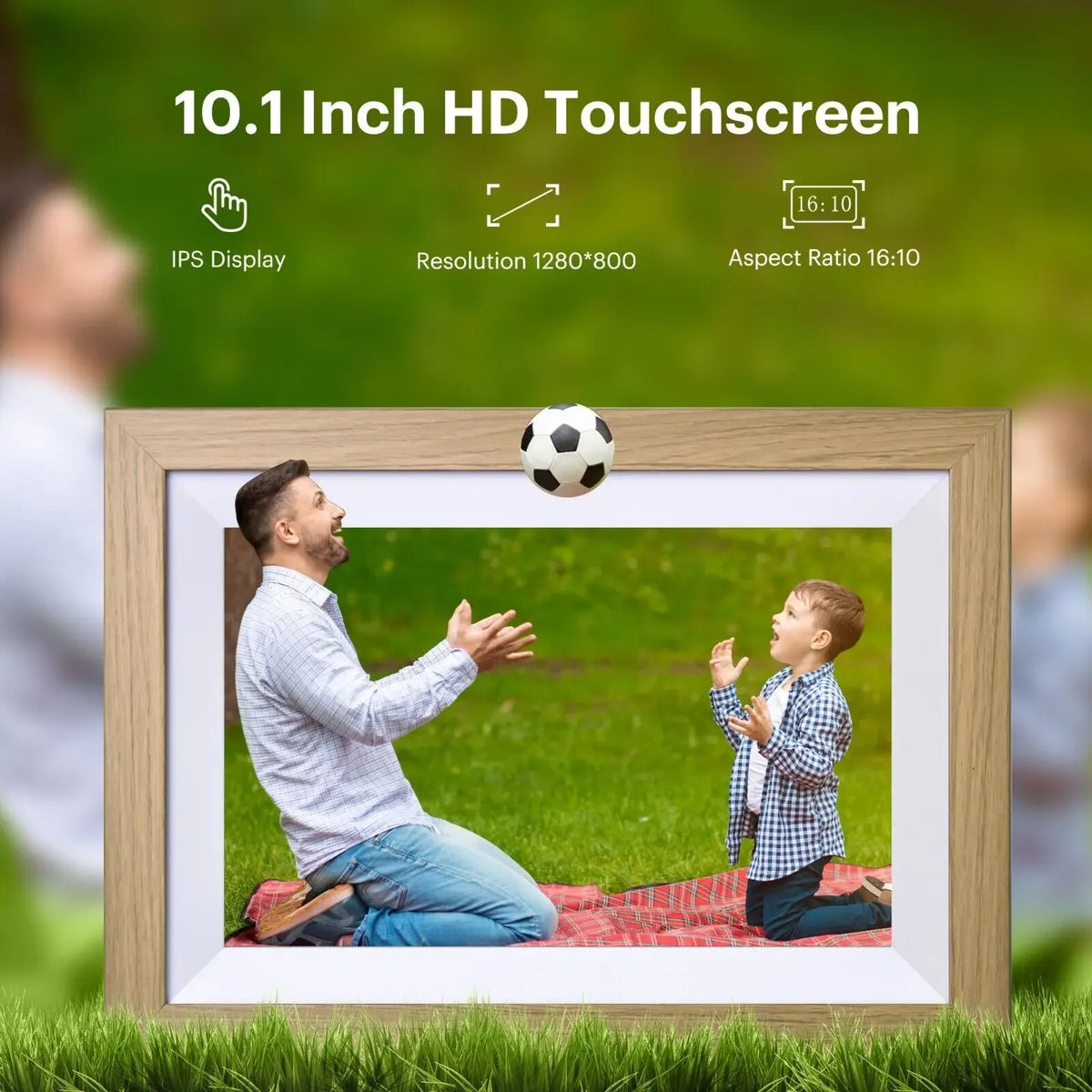 Digital Picture Frame 10.1 inch Electronic Photo Frames - 32GB Wood Smart Picture Frame, 1280*800 IPS Digital Photo Album