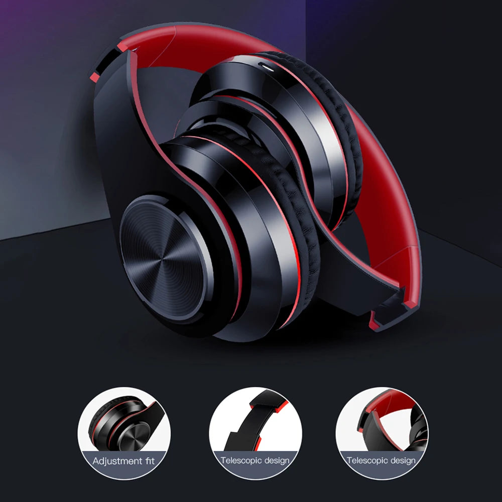 Bluetooth Headset Wireless Headphones Foldable HiFi Stereo Earphone With Mic Support SD Card FM For Xiaomi Iphone Sumsamg Phone - Stereotech