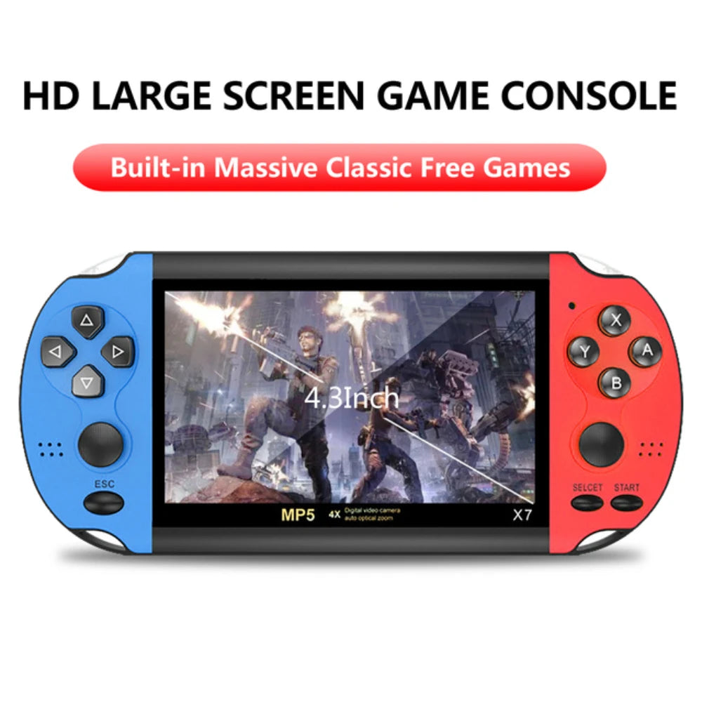 X7 Handheld Game Console 4.3Inch HD Screen Handheld Portable Video Player Built-in Classic Free Games