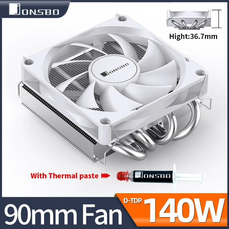 Jonsbo HP-400S CPU Cooler 4 Heatpipe Down Pressure Air Cooling Radiator 90mm 4Pin PWM Temperature Control Fan for ITX Small Case