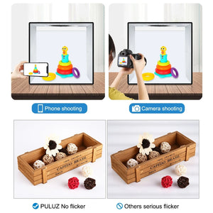 PULUZ Photo Studio Light Box Photography Light Softbox Adjustable Lamp Temperature Photo Shoot Tent Kits 6/12 Colors Backdrops