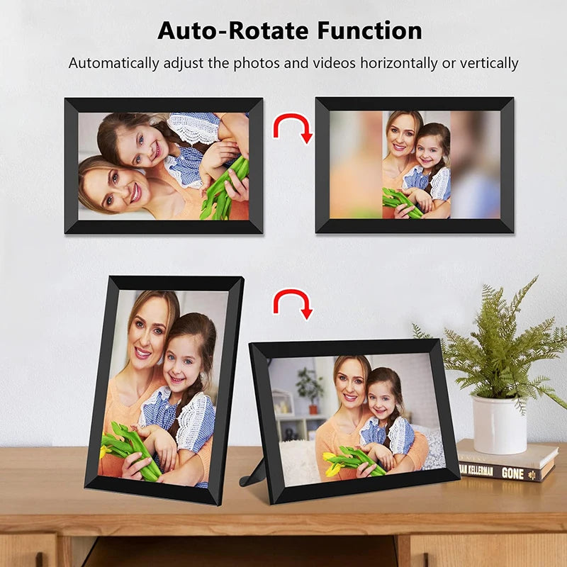 WiFi Frameo Digital Picture Frame 10.1 Inch Smart Digital Photo Frame 1280x800 IPS HD Touch Screen 32GB Memory Electronic Frame