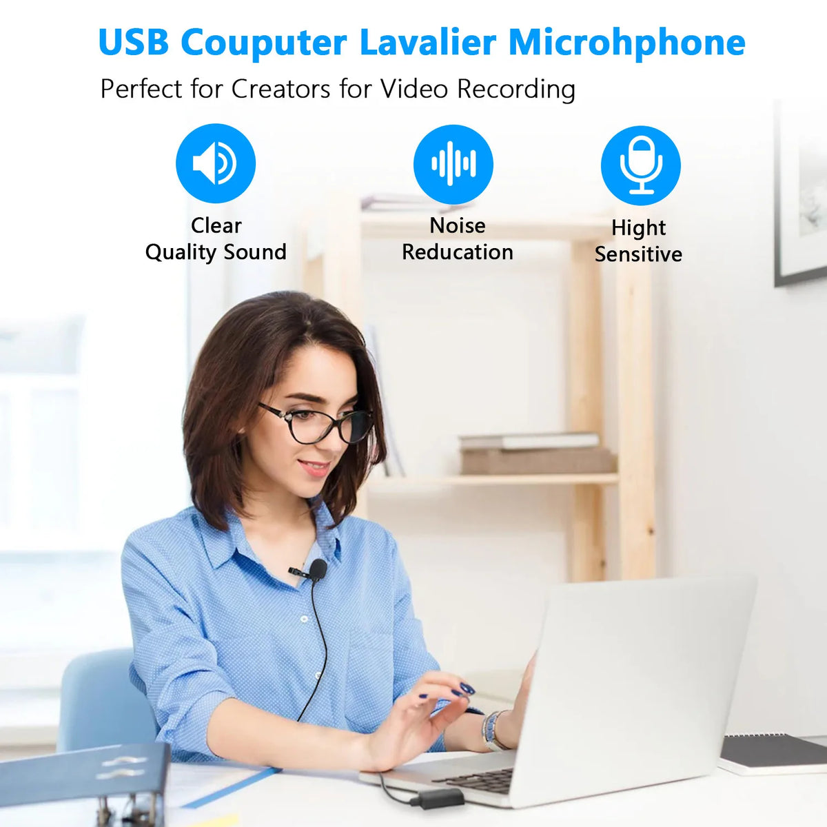 BOYA BY-LM40 4m Lavalier Lapel USB Microphone for PC Gaming Laptop Computer Windows Mac Streaming Vlogging Youtube Recording