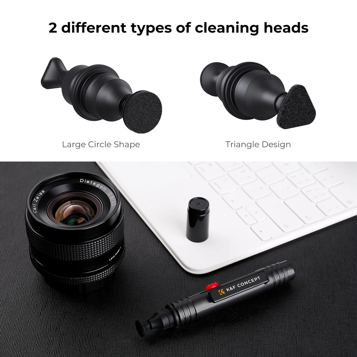 K&amp;F Concept Lenses Cleaning Pen Double-sided Carbon Head Camera Lenses Cleaning Brush for Nikon Canon Leica Sony DSRL SRL Camera