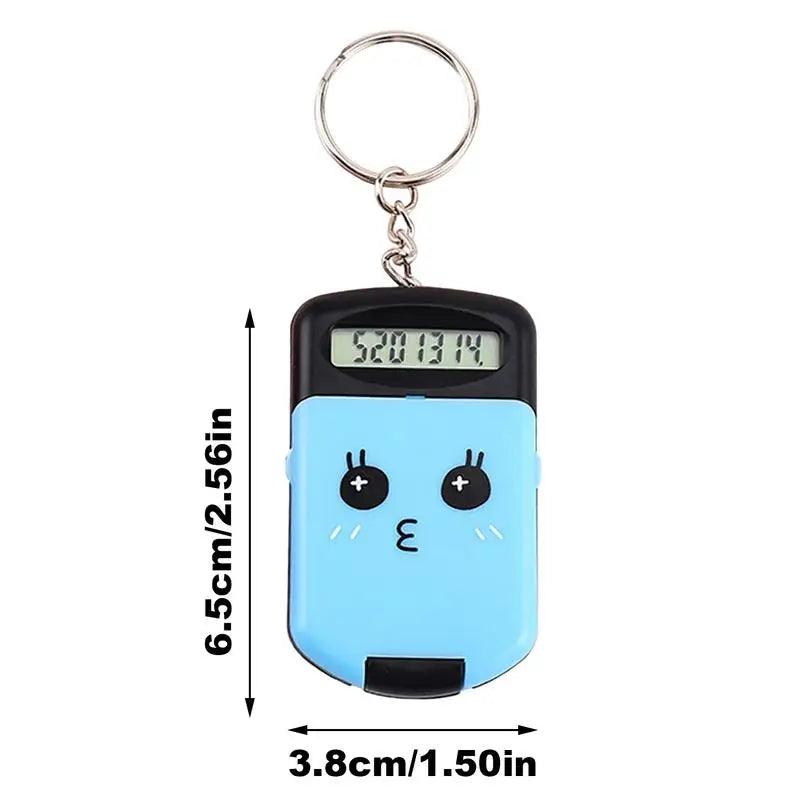 Mini Calculator Keychain Electronic Pocket-Sized Key Ring Calculator Candy-Colored Mini Digits Calculator Cute And Functional Ke - Stereotech