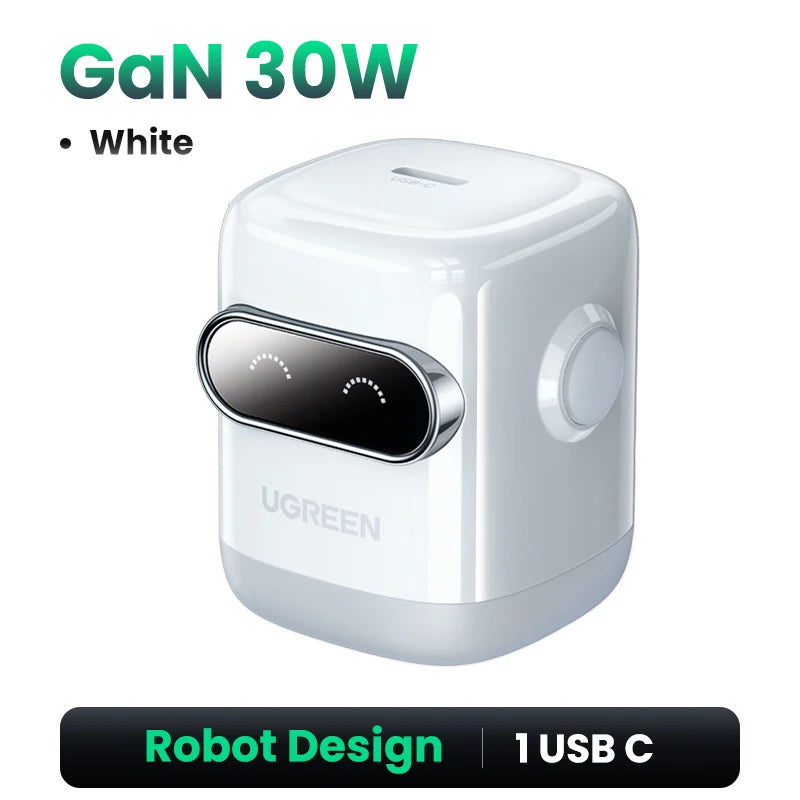 【US Plug】UGREEN 65W 30W GaN Charger Robot Design QC4.0 3.0 PPS for iPhone 16 15 14 Pro Macbook Laptops Tablet PD3.0 Fast Charger