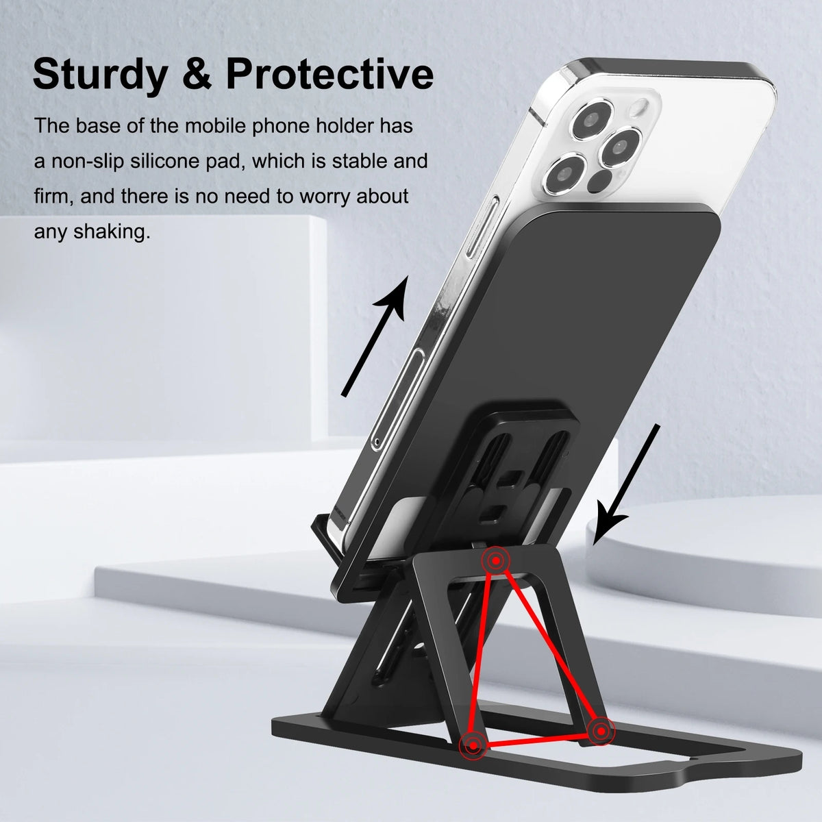 HAWEEL Adjustable Lifting Folding Portable Live Broadcast Desktop Plastic Holder Compatible with Devices Within 12 Inches - Stereotech