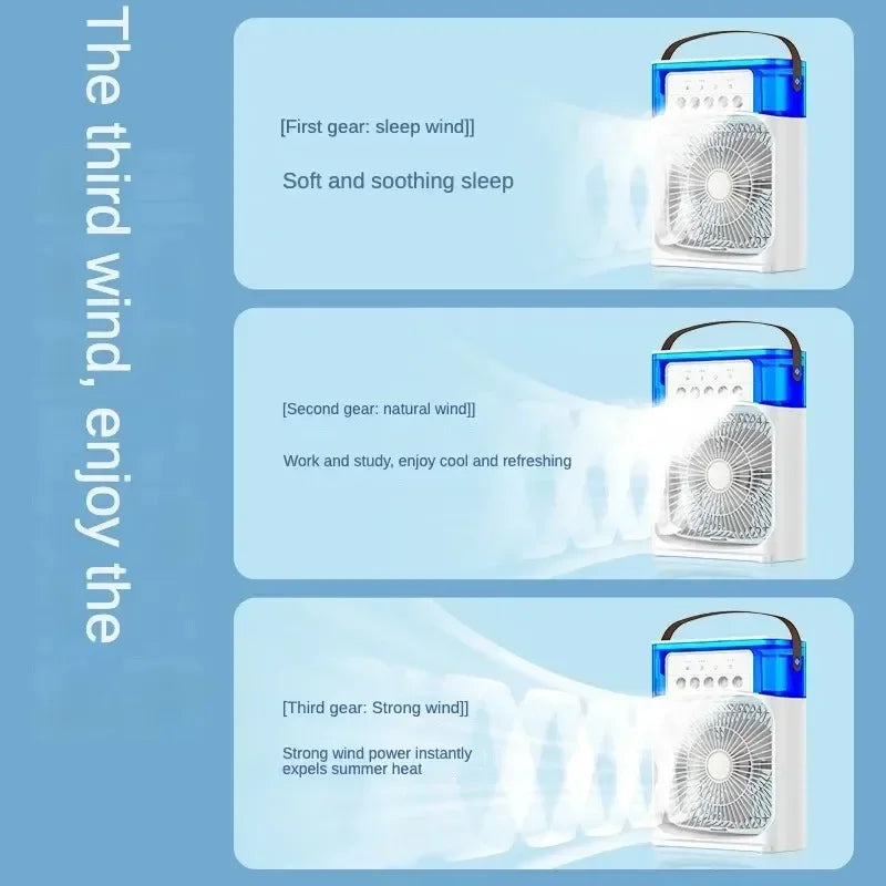 Portable Humidifier Fan AIr Conditioner Household Small Air Cooler Hydrocooling Portable Air Adjustment For Office 3 Speed Fan - Stereotech