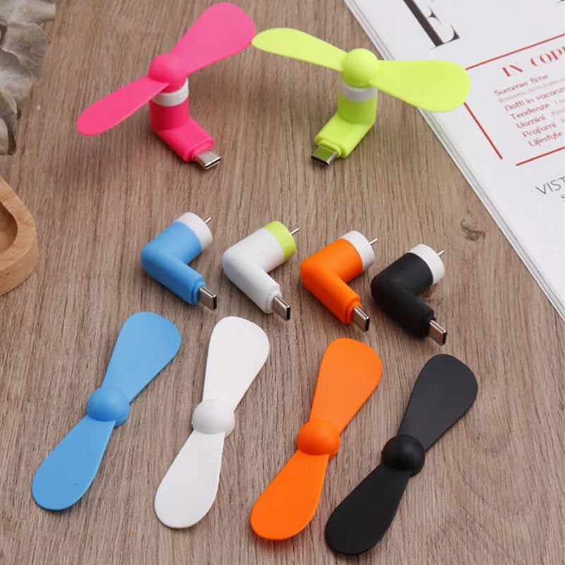 Type C Small Portable Fan Stand Fan Plastic Fan for Mobile Phone Power Bank - Stereotech