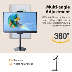 Portable Monitor Stand Height Adjustable Vesa Monitor Tablet Holder up to 24cm Standing Tablet Bracket Desk Mount Wider Base