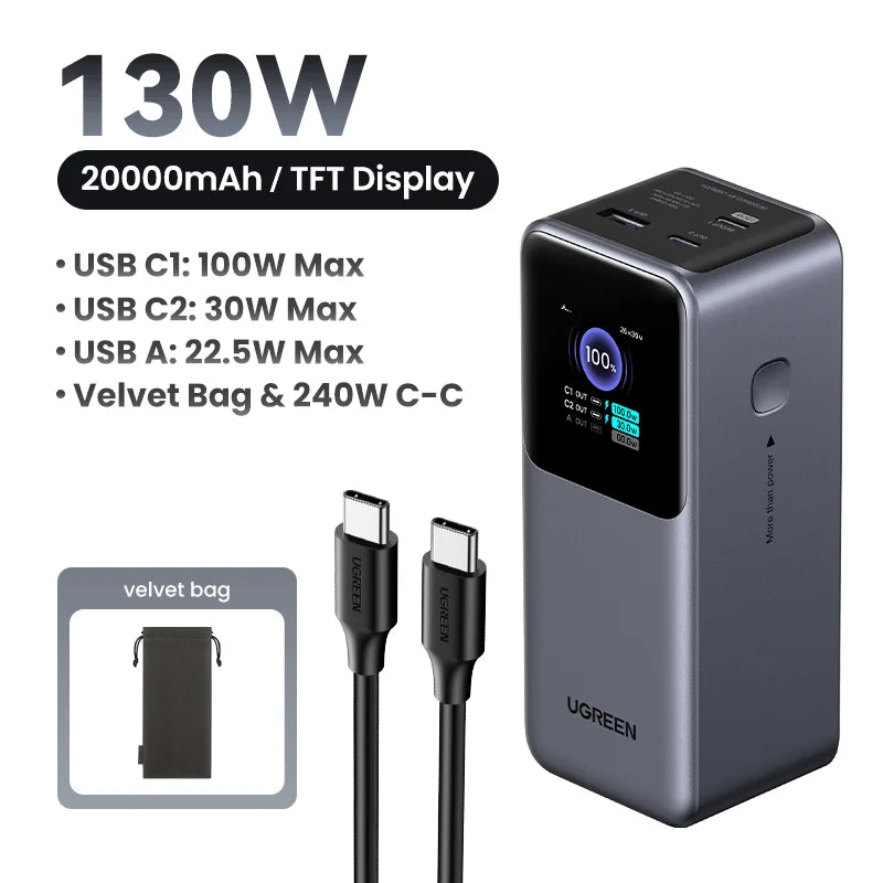 UGREEN 200W Fast Charging Power Bank 25000mAh PD3.1 PowerBank for Laptop Notebook iPhone 15 Pro Max Fast Charge External Battery