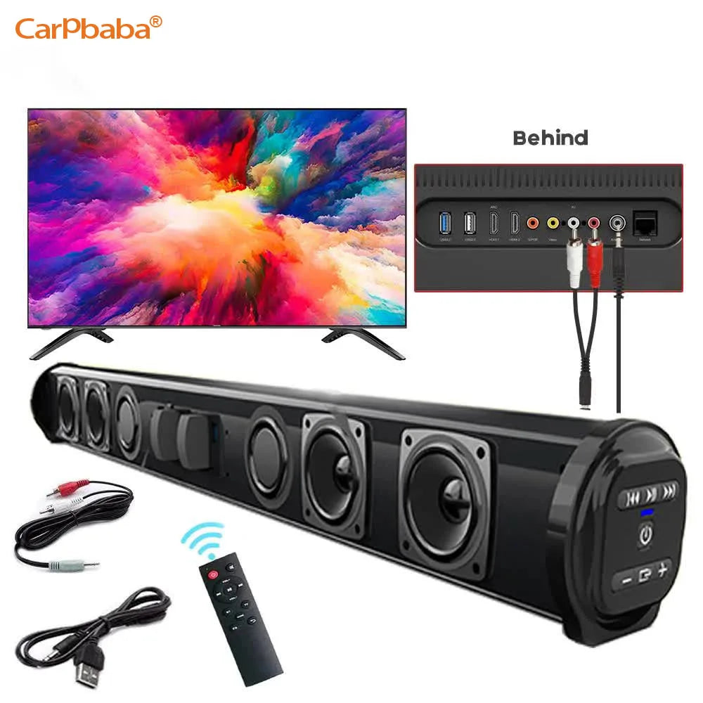 Carpbaba BS28B 20W Wireless Bluetooth Sound Bar System Super Power Speaker Wired Surround Stereo Home Theater TV Projector