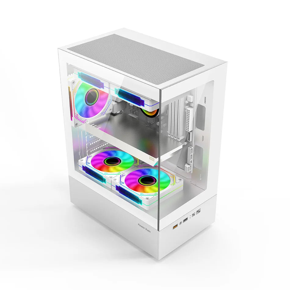 Power Train Illusionary Realm Computer Case M-ATX/ITX Seaview Room Side Transparent Desktop Chassis Support 240 Water Cooler - Stereotech
