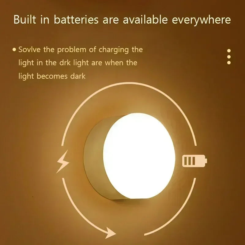 LED Motion Sensor Night Light USB Rechargeable Night Lights Eye Protection Study Lamp for Bedroom Table Closet Decoration