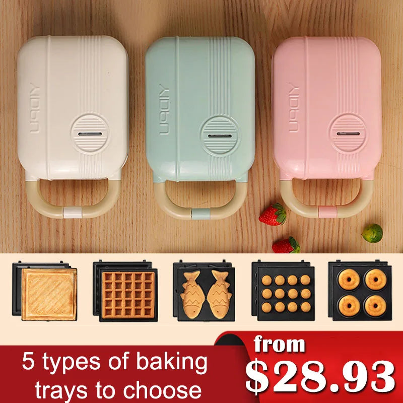 Mini Sandwich Machine Breakfast Maker Multi Cookers Toasters Electric Ovens Hot Plates Bread Pancake Waffle Donuts - Stereotech