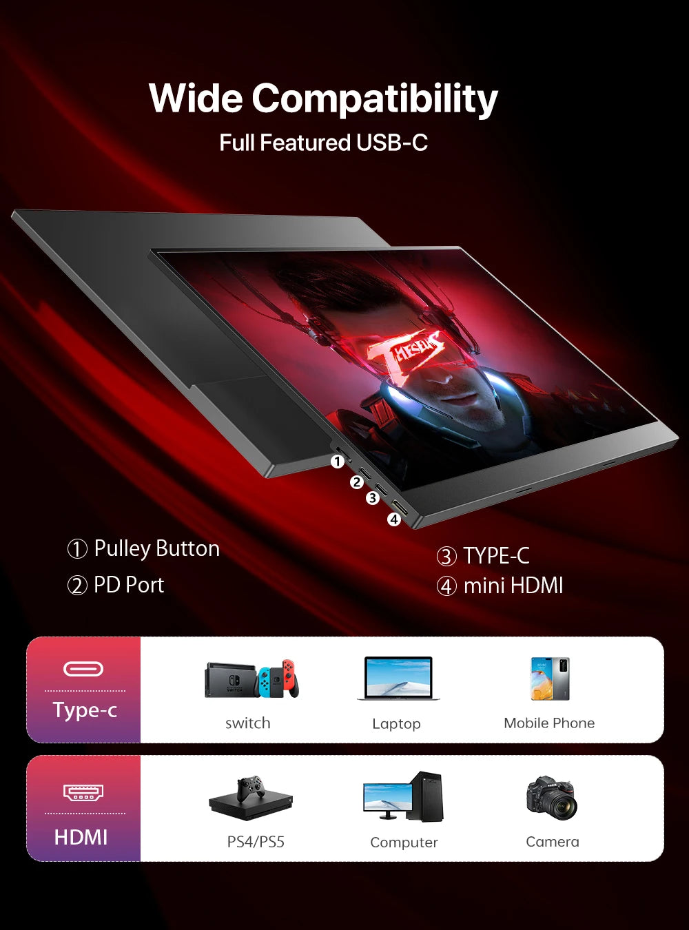 UPERFECT UPlays K8 17.3&quot; PC Monitor 144hz FHD 1080P Gaming Display For PS5 XBOX Steam Decks Switch USB C HDMI Laptop Mac Screen