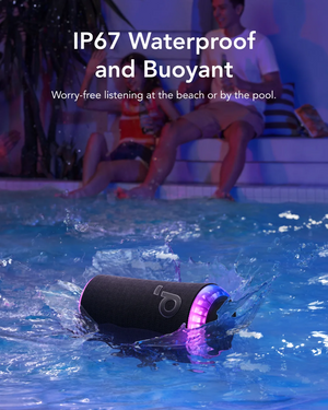 Glow Portable Speaker by Soundcore with 30W 360° Sound, Synchronized Radiant Light, 18H Playback, Customizable EQ and Light Show