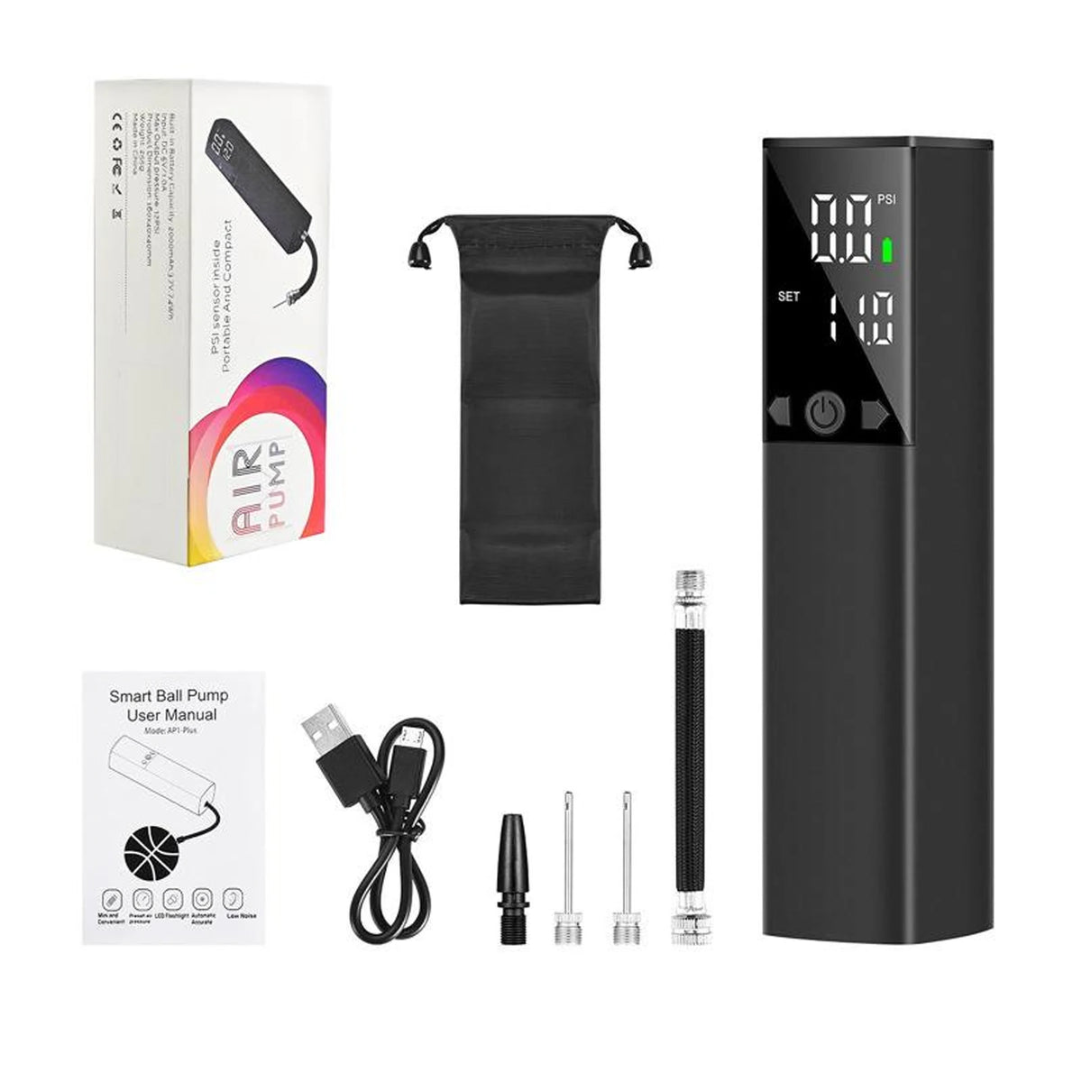 Electric Pump For Balls Fast Inflation Portable Low Noise Powerful Air Ball Pump USB intelligent LCD Display Screen