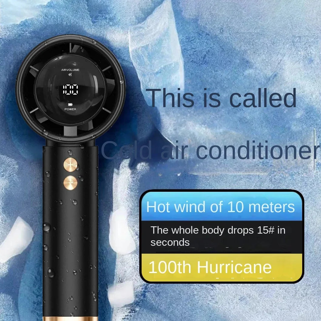 6000 MA Handheld Turbo Jet Fan Mini Portable Ice Cold Fan Generation Brushless Motor Wind High Speed Duct Fans Violent Blower - Stereotech