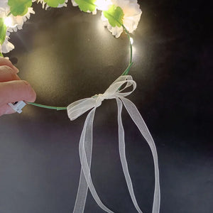 1pc  Adjustable Girl Glow Headband with LED Light Flowers Wreath Crown Hairband for Wedding Birthday Glow Party Hair Accessories