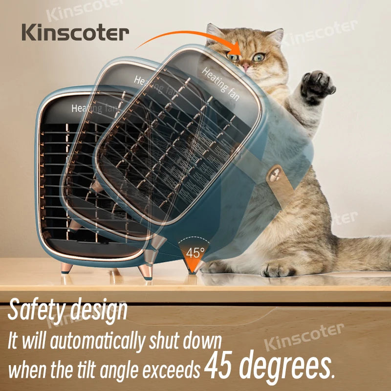 KINSCOTER Home Electric Space Heater 800W Portable Silent Warmer Fan PTC Ceramic Heating With Safety Power-Off for Office Desk