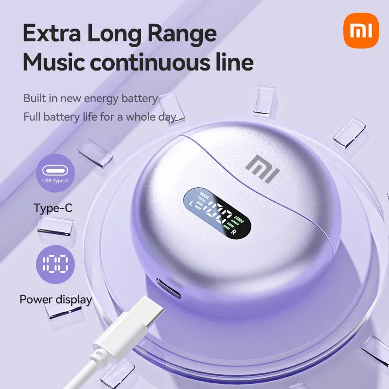 Xiaomi Wireless Bone Conduction HIFI Bluetooth 5.4 Earbuds Clip On Ear With Mic Digital Display Waterproof Sport Headsets 2024