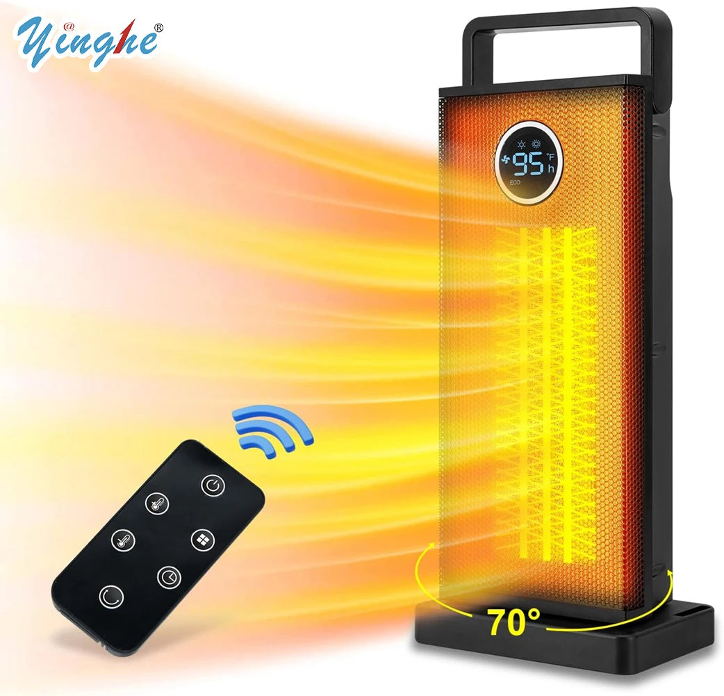 Room Heater 1500W Large Portable Ceramic Tower Heater 12 Hour Timer 3 Modes With Remote Rapid Heating Oscillating Heater