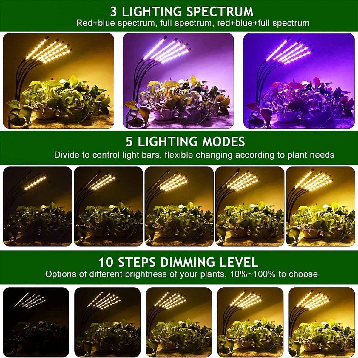 3 Colors Tripod USB Phyto Lamp Full Spectrum Hydroponics Bulb LED Grow Light Indoor Plants Lamp Greenhouse Veg Flower Phytolamp
