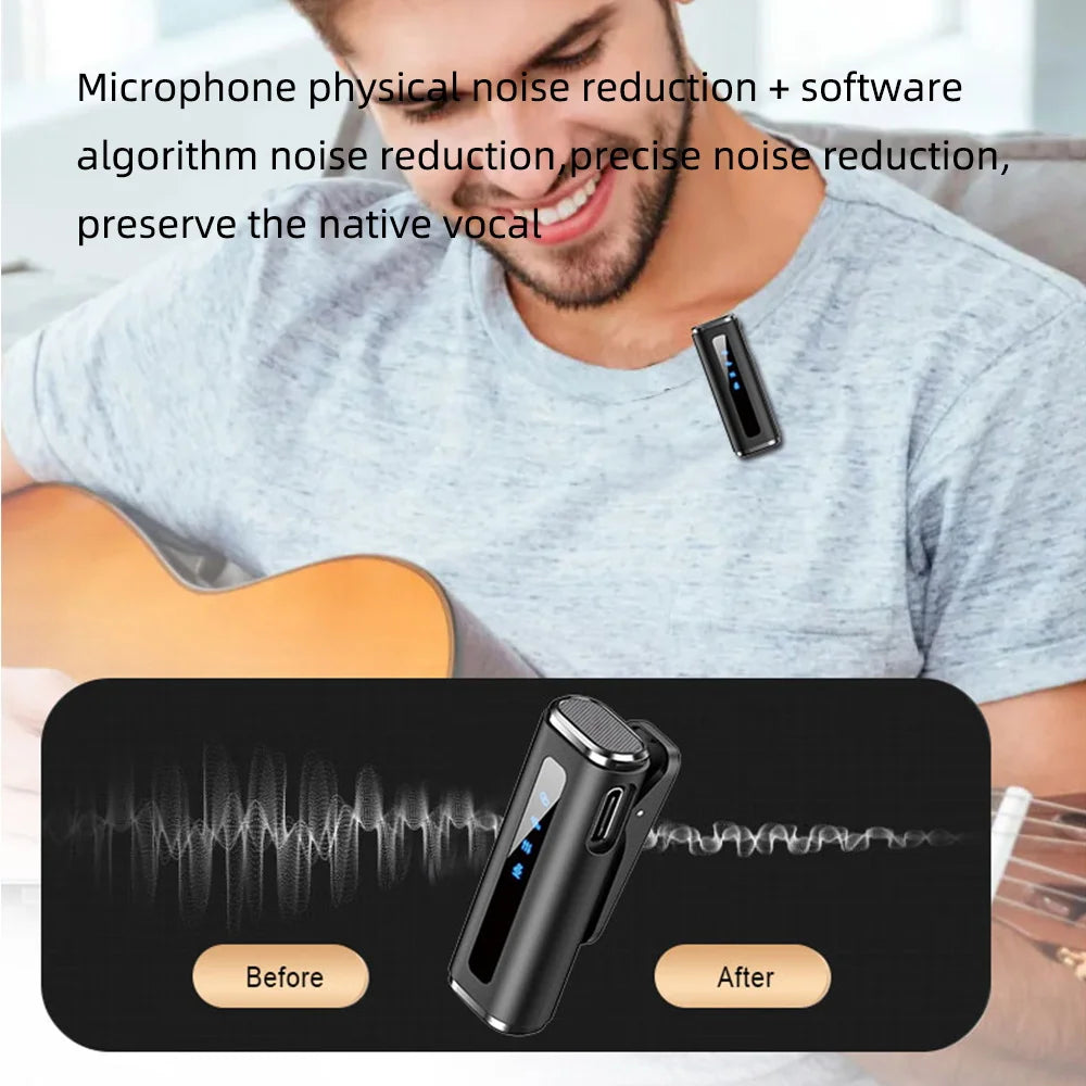 Lavalier Wireless Microphone for Phone Professional Microphone with Charging Box Noise Reduction for Android IOS Recording Live