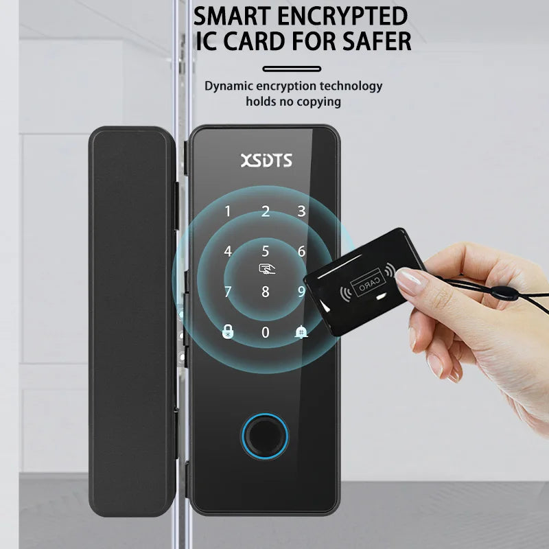 Glass Door Smart Lock TT-Lock Bluetooth Biometric Fingerprint Password Card Electronic Digital Lock office business departments