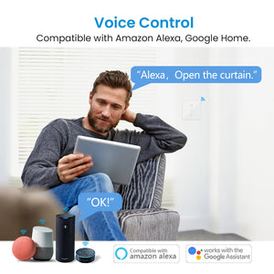 QCSMART Sunshade Curtain Blinds Switch Backlight RF & WiFi Remote Control Tuya Smart Life App Google Home Alexa Echo