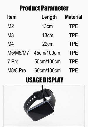 Charger For Xiaomi Smart Band 9 8 Pro 8 Active 7Pro 7 6 NFC 5 Mi Smart Band 4 3 2 Bracelet USB Dock Magnetic Charging Cable