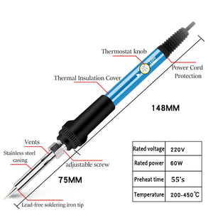 7 in 1 Set Adjustable Temperature Electric Soldering Iron 110V/220V 60W Electric Soldering Iron Set Welding Solder Repair Tool