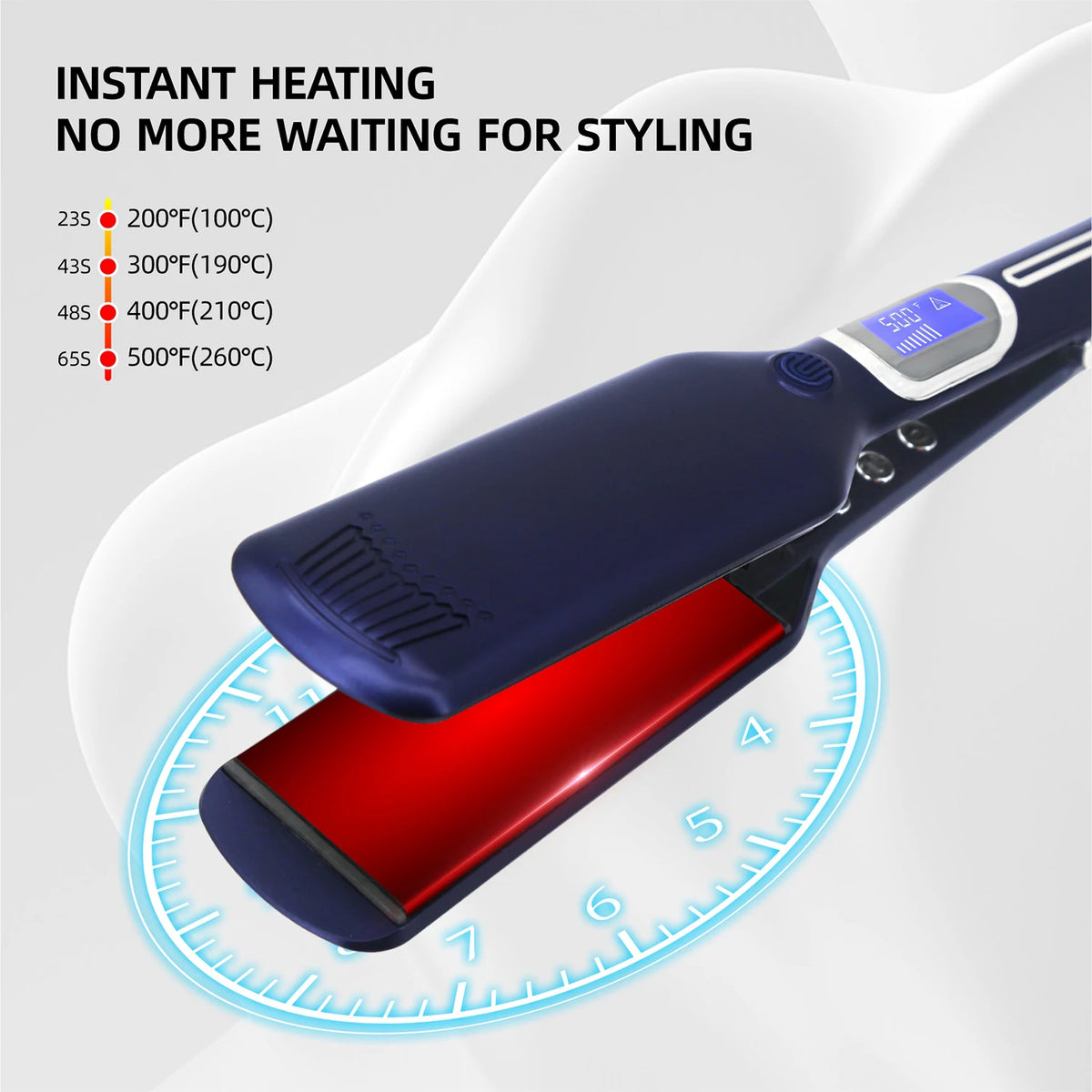 Professional Hair Straightener Titanium Plate Fast Heat Up 500F Flat Iron 2 in 1 Straightener and Curler Styling Tool