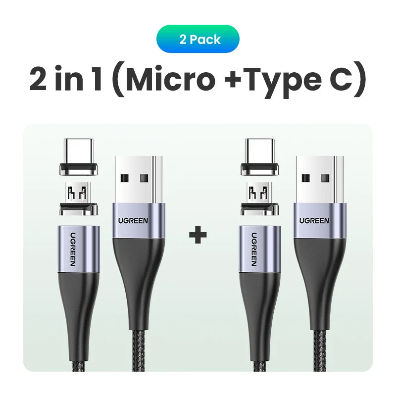 UGREEN Magnetic USB Charging Cable Type C  Micro USB Phone Cable Magnet Charger Micro USB For Xiaomi  3A Mobile Phone Wire Cord