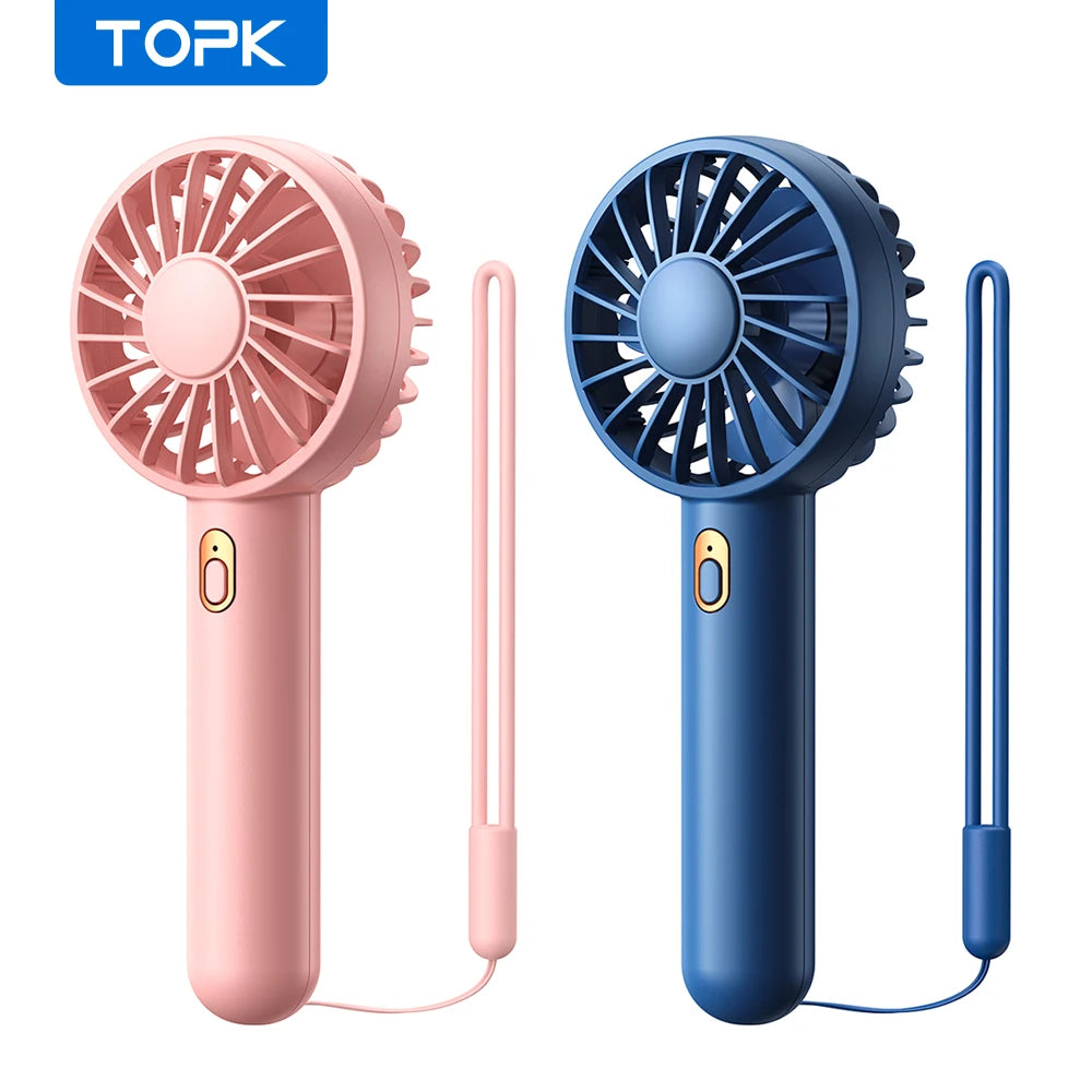 TOPK Mini Portable Fans Handheld USB Rechargeable Fan Mini Desktop Air Cooler Outdoor Fan Cooling Hand Fans Ventilation Fan - Stereotech