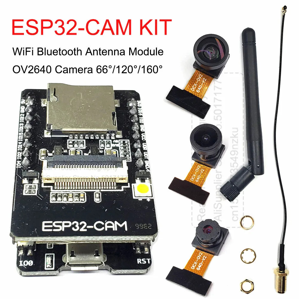 OV2640 ESP32 Cam Set with DVP 24pin Camera 66 120 160 Degree 850nm Night Vision 2MP 2.4 GHz 8MB PSRAM Wireless Bluetooth Module