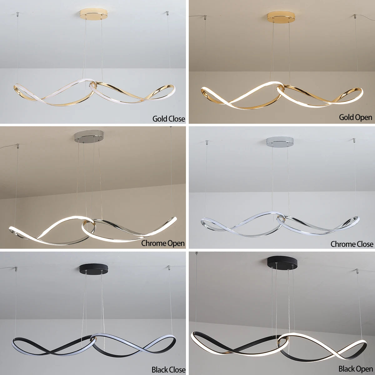 Modern Led Pendant Light, Led Chandelier For Dining Room Kitchen Lighting Gold/Chome/Bklack Living Bedroom Pendant Lamp W/Remote