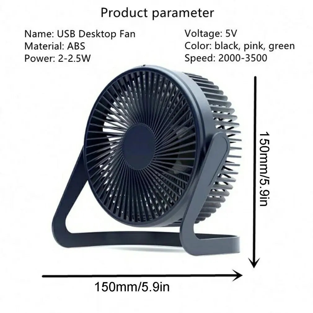 5 Inch USB Desktop Fan 360° Rotating Mini Adjustable Portable Electric Fan Summer Mute Air Cooler For Home Office - Stereotech
