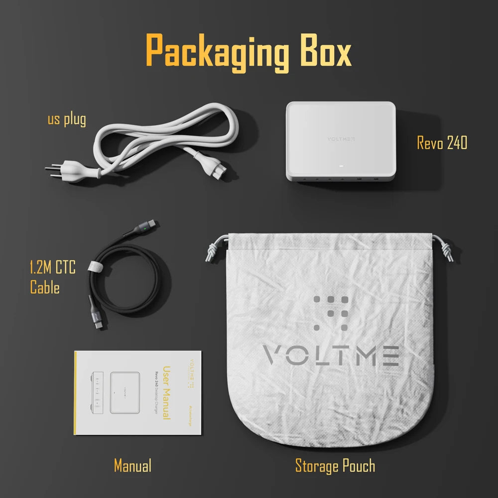 VOLTME 240W Desktop GaN Charger 6-port USB Type C PD Charger Fast Charge 3.0 USB Type C Fast Charger For iPhone 15 14 Pro